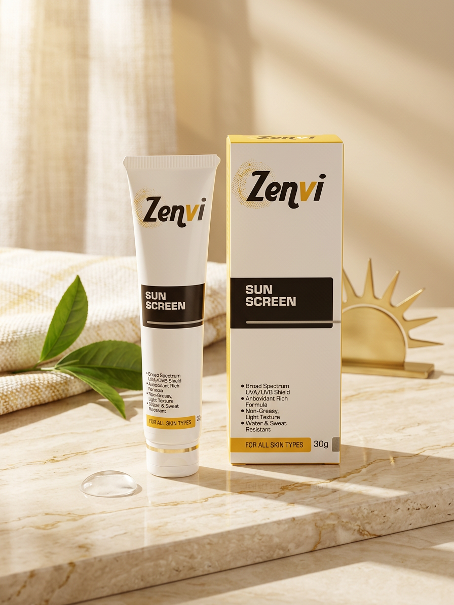Zenvi SPF 50 PA+++ Sunscreen – UVA/UVB Broad Spectrum Daily Protection | Non-Greasy & Water Resistant